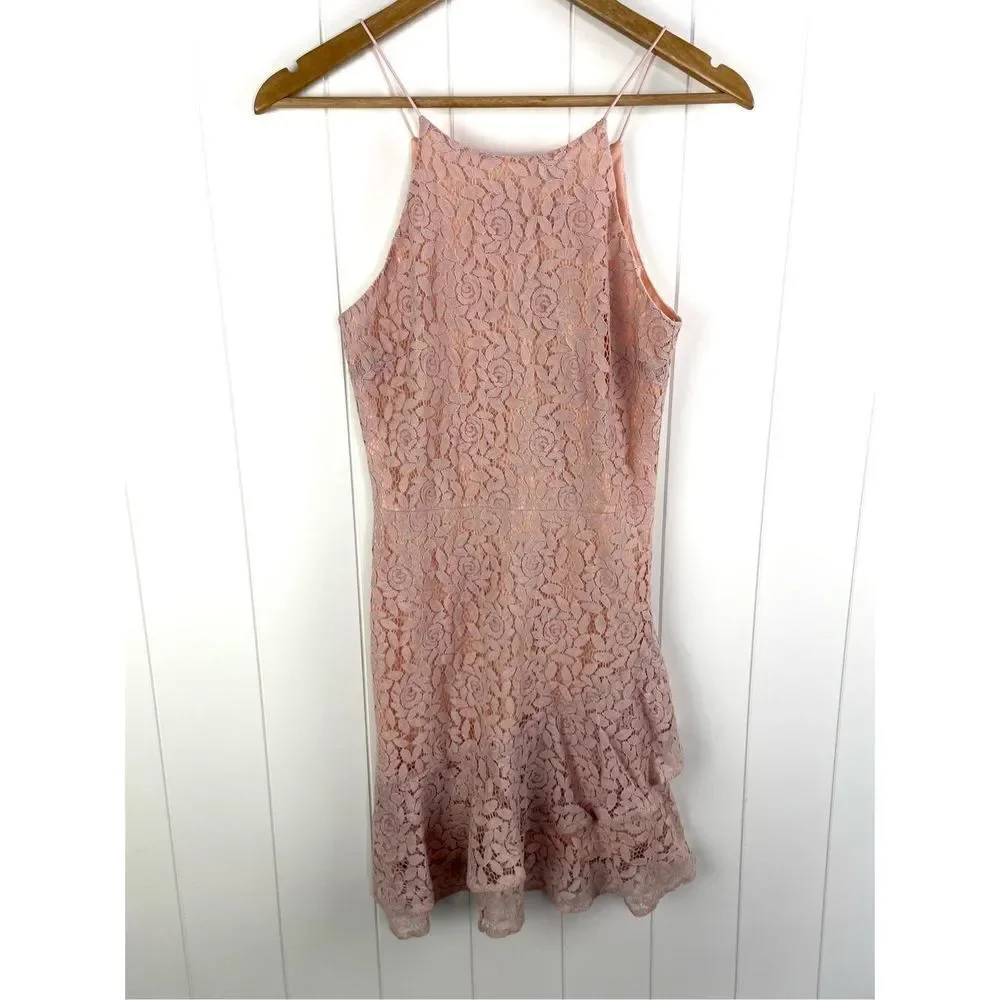 NWT Almost Pink Romantic Floral Ruffle Mini Dress S - Picture 2 of 11